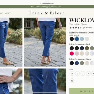 Frank and Eileen Wicklow Italian Performance Denim Size 10